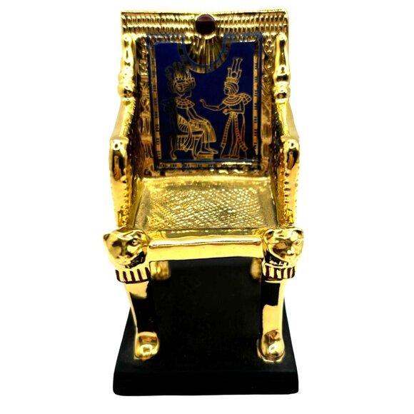 King Tut GOLDEN THRONE Figurine Franklin Mint Treasures of Tutankhamun 1989 - Picture 3 of 11